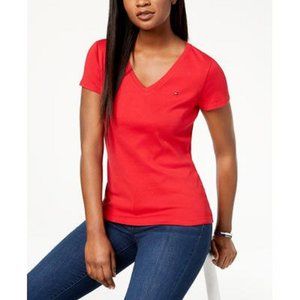 Womens Tommy Hilfiger Sport Short Sleeve V-Neck Solid Top